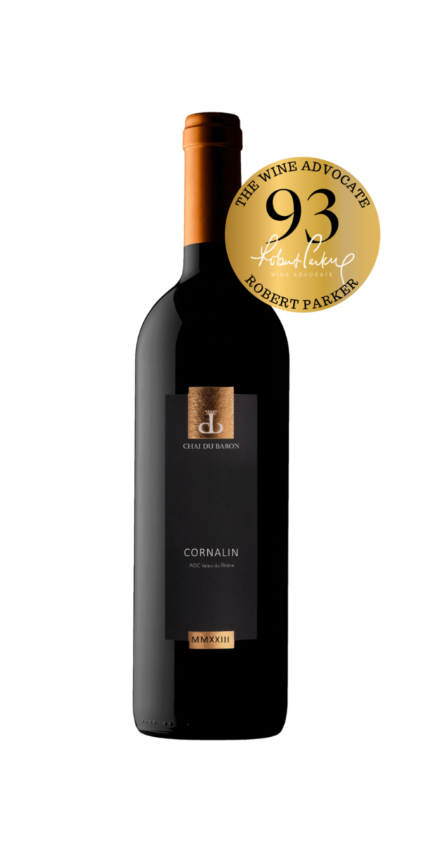 Bouteille Cornalin Vin Rouge Cave Chai du Baron 93 points Parker Wine Advocate